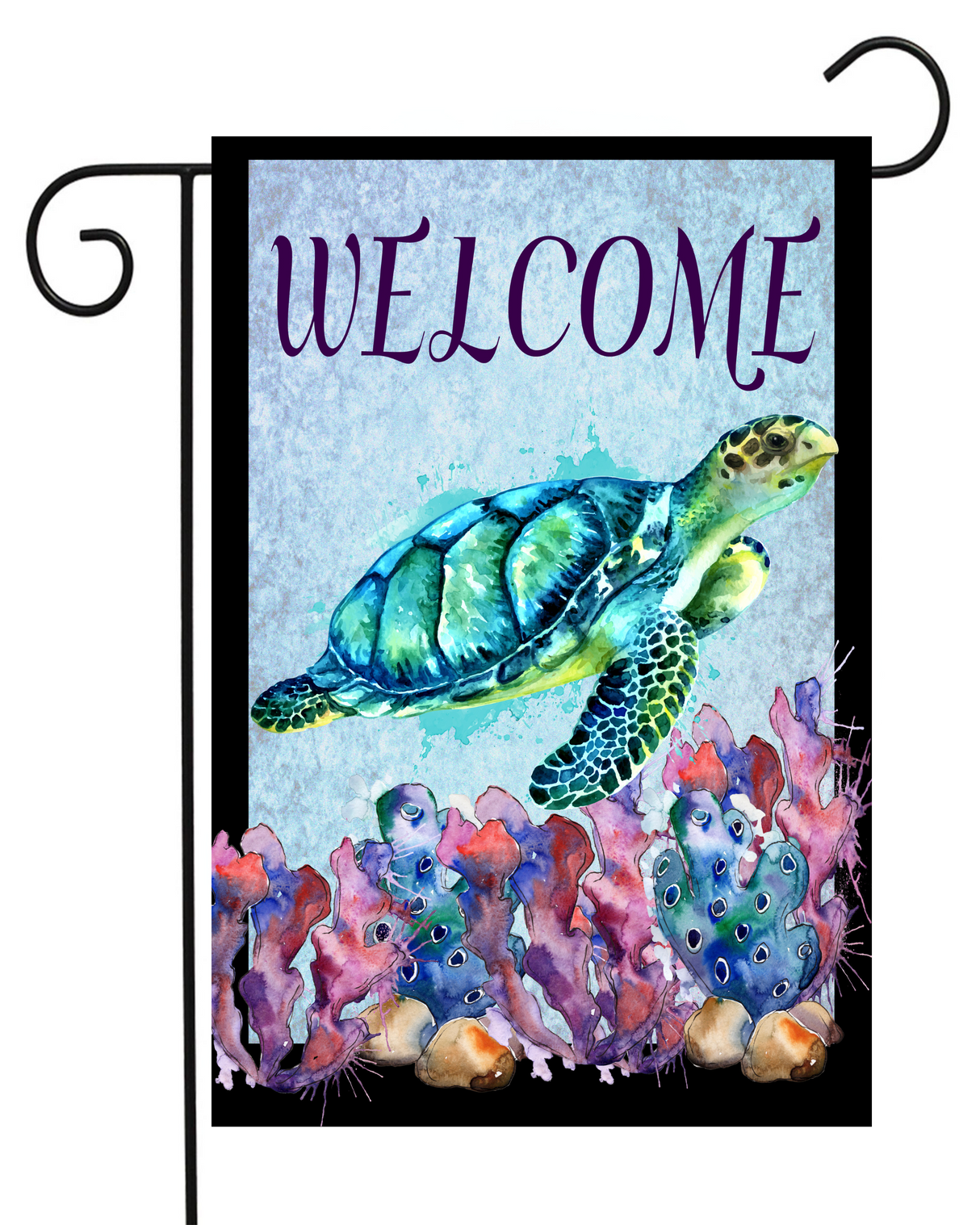 Welcome Colorful Turtle Garden Flag #G1760