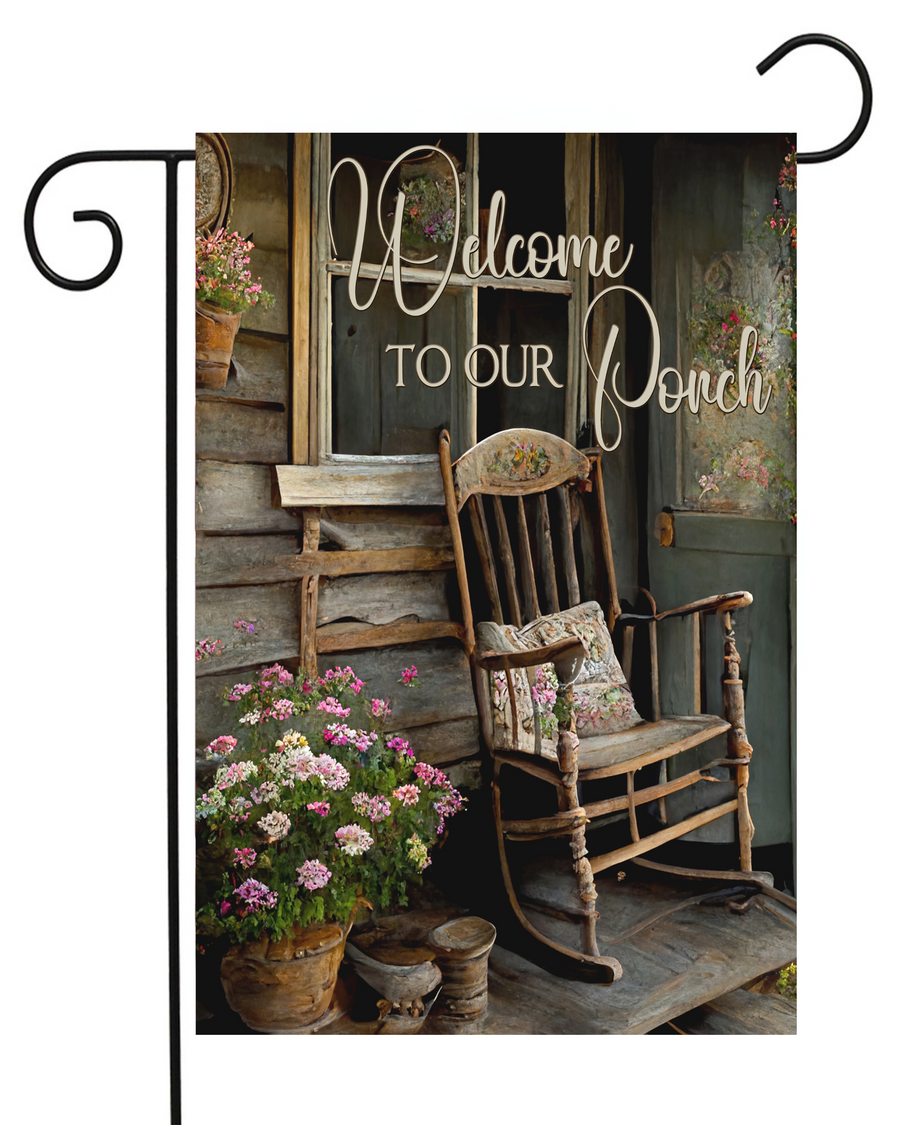 Welcome Front Porch Rocker Garden Flag #G2559