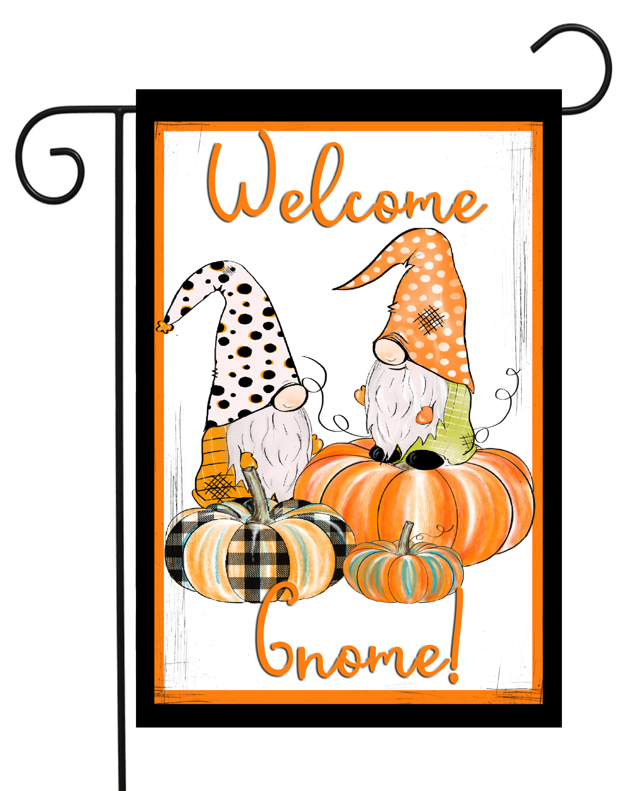 Welcome Gnome Fall Pumpkins Garden Flag #G1734