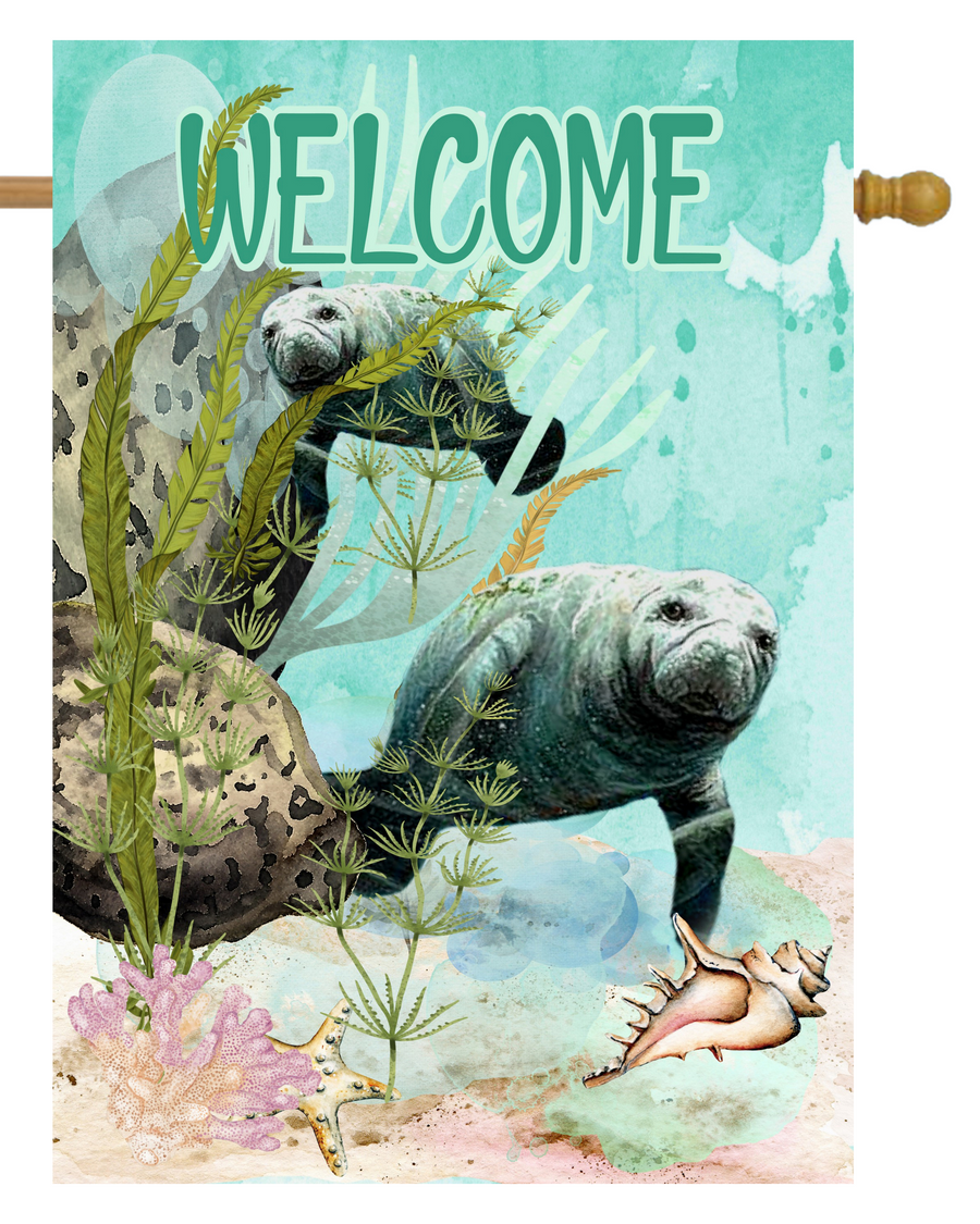 Welcome Manatee House Flag #H2404