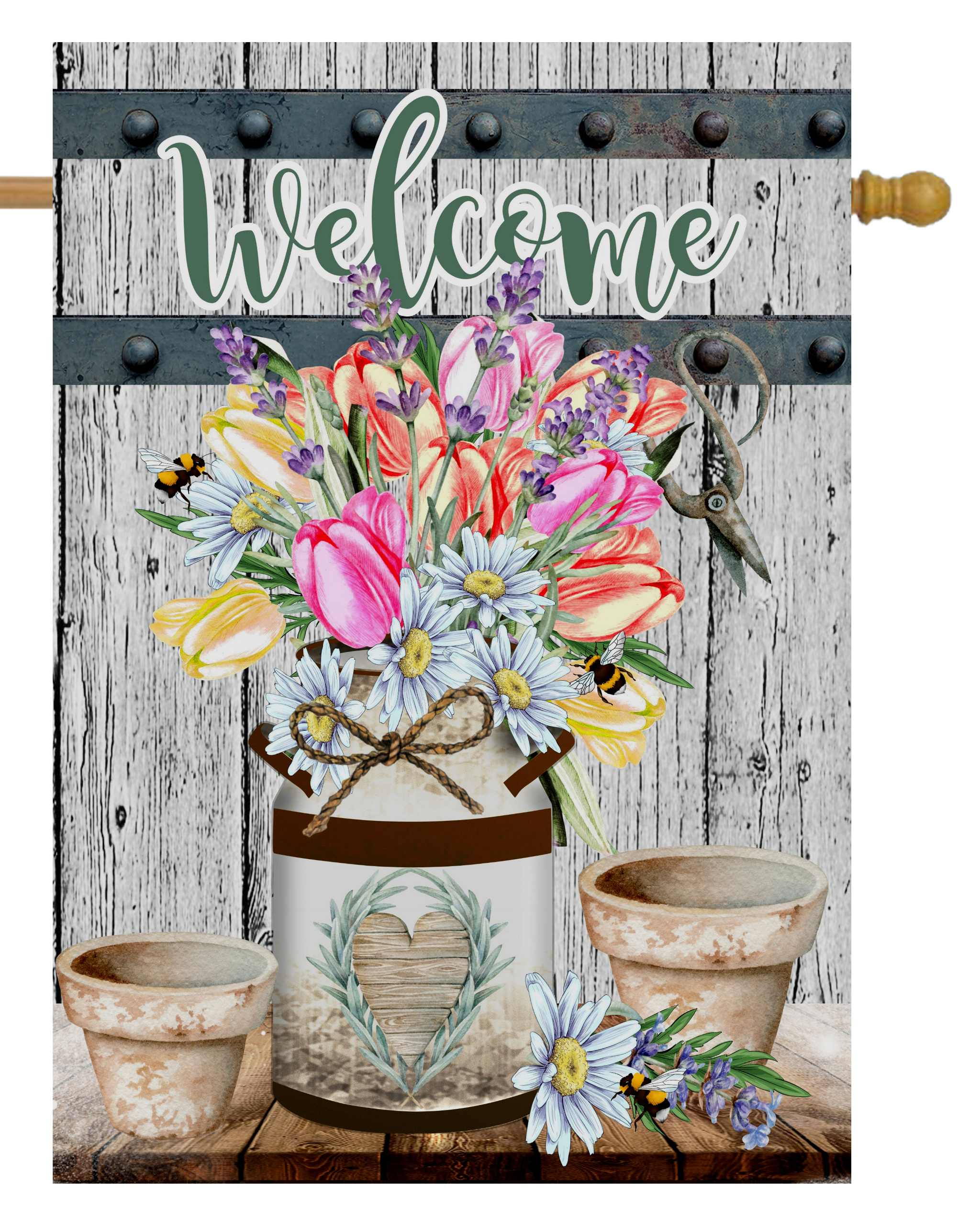 Welcome Milk Can Garden Flag #H1883