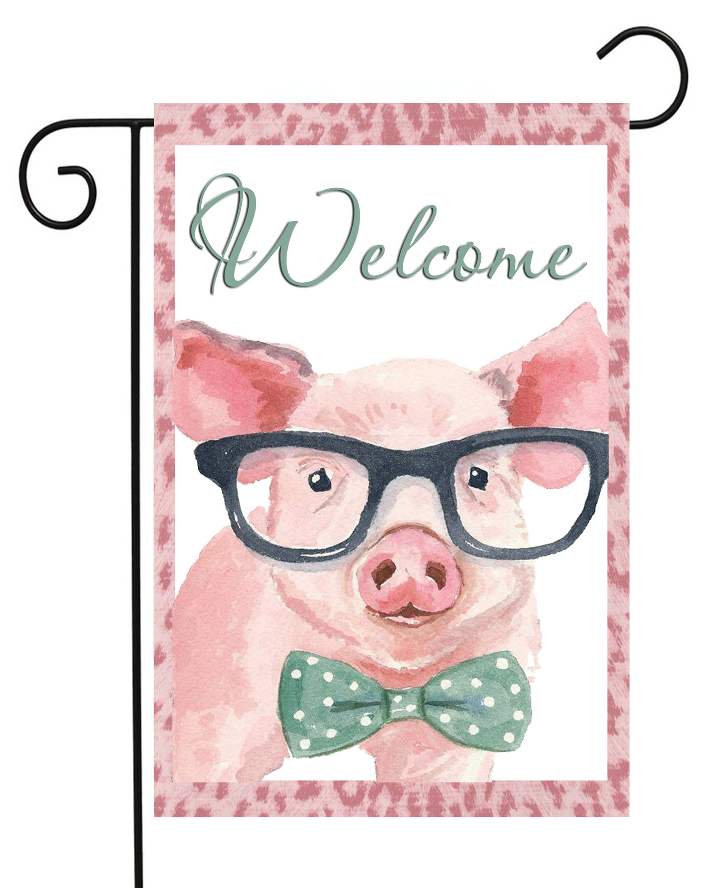 Welcome Pig With Glasses Garden Flag #G1226