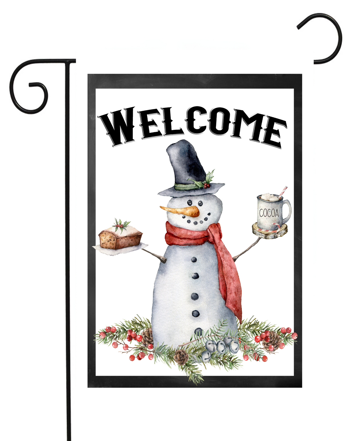 Welcome Snowman With Bread and Cocoa Garden Flag #G2515