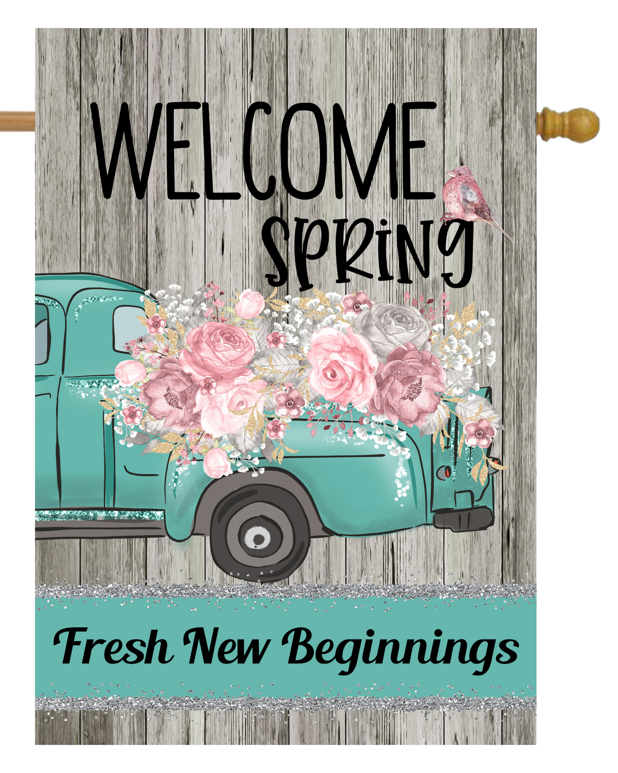 Welcome Spring Truck House Flag #H2210