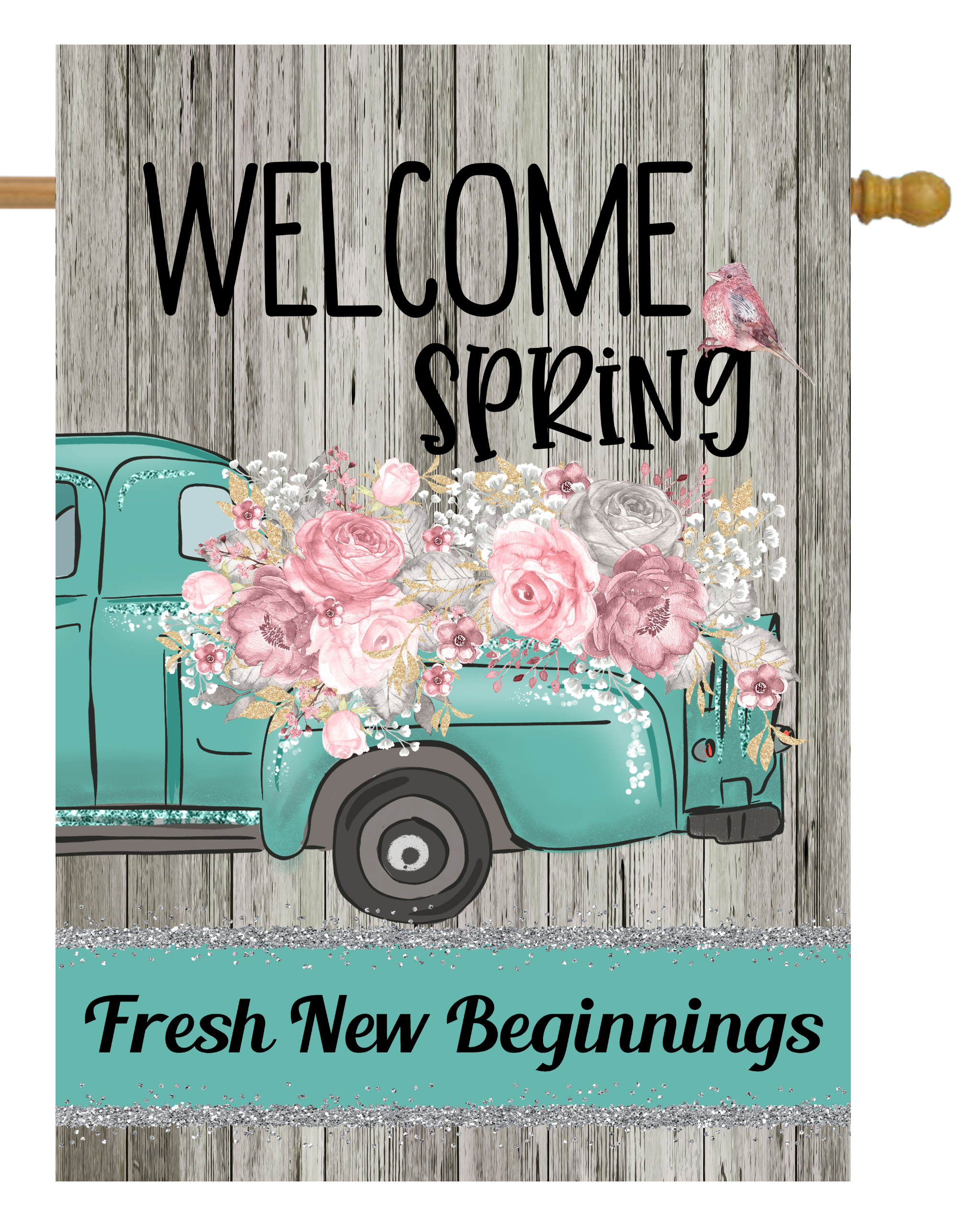 Welcome Spring Truck House Flag #H2210