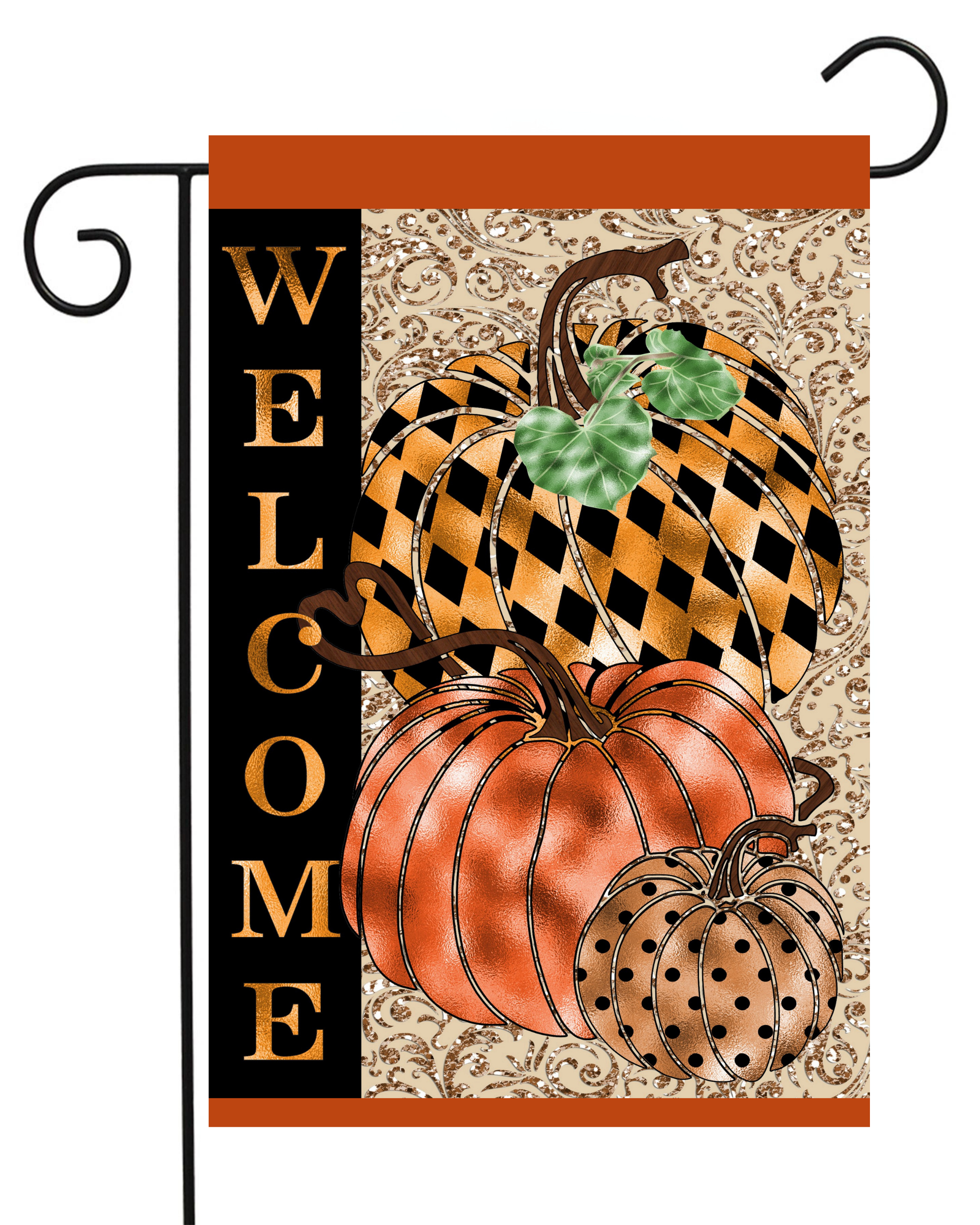 Welcome Three Pumpkins Garden Flag #G1594