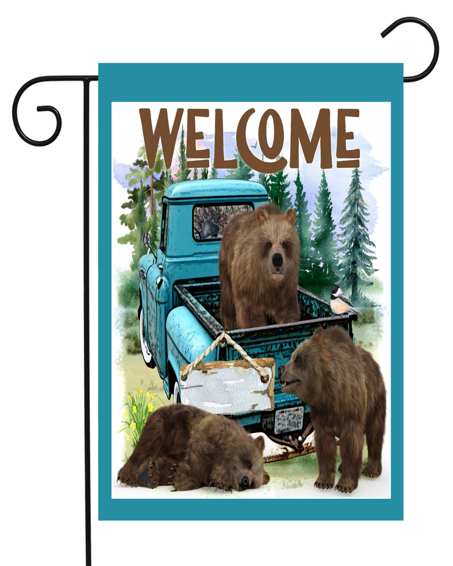 Welcome Truck Three Bears Garden Flag #G2070