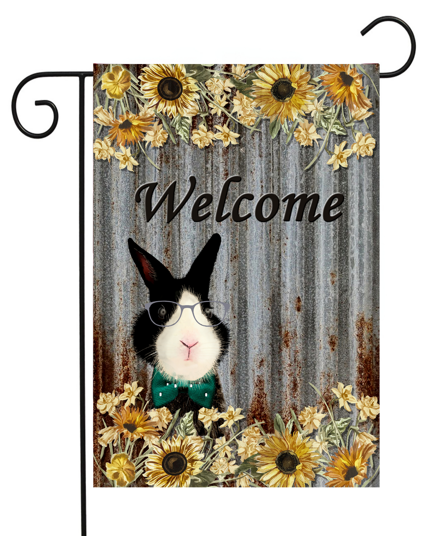 Welcome on Galvanized Sunflowers Garden Flag #G1896