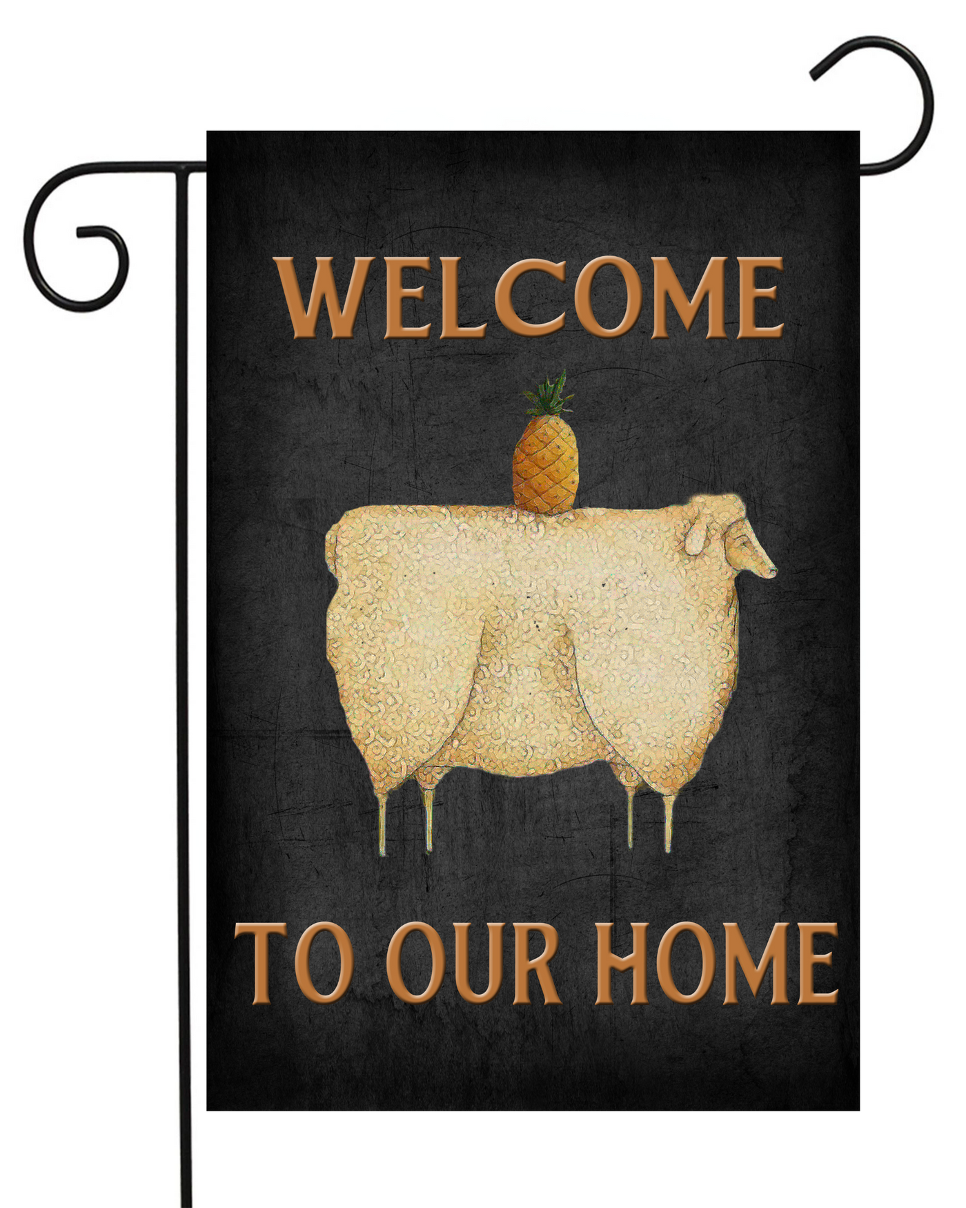 Welcome to Our Home Primitive Sheep and Pineapple Garden Flag #G1663