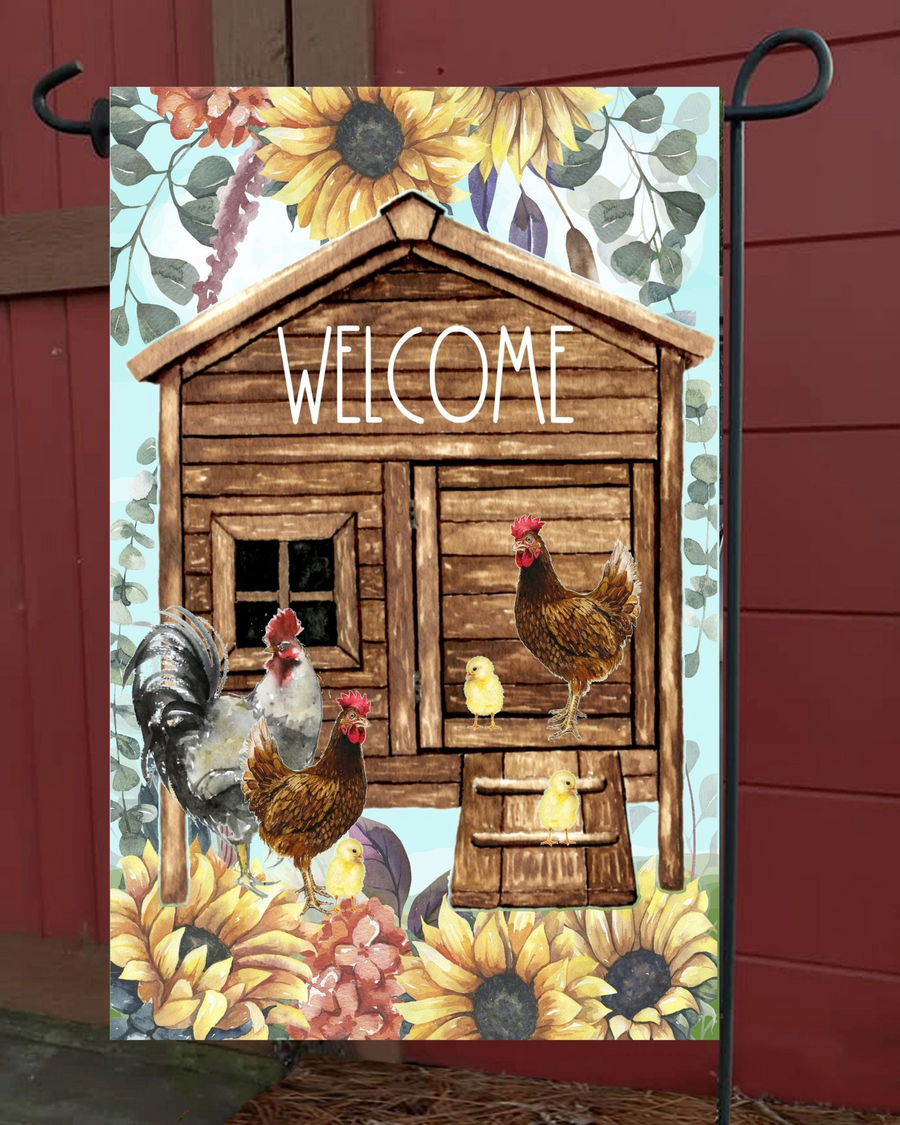 Welcome to the Chicken Coop Garden Flag #G2079