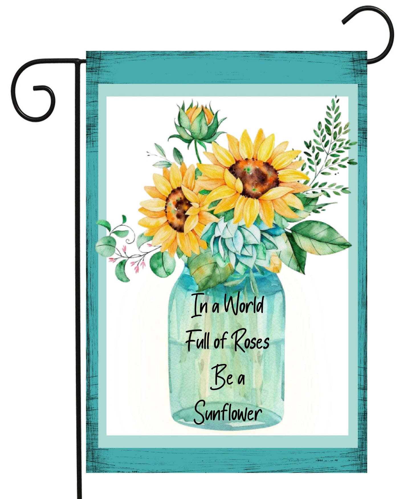 Blue Ball Jar with Sunflowers Garden Flag #G2448