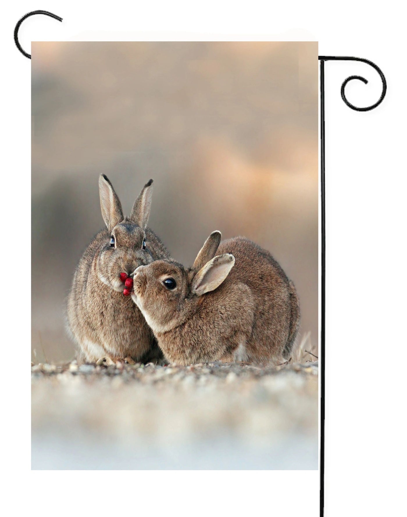 Two Rabbits with Berries Garden Flag #G2383