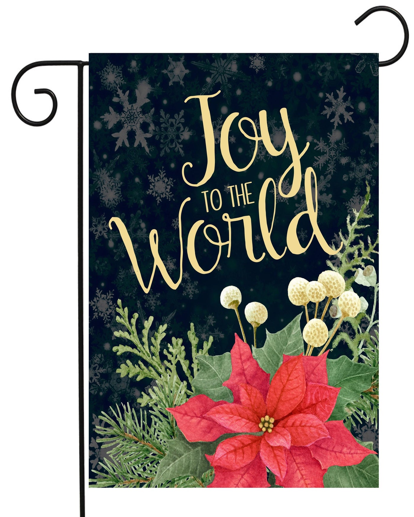 Joy To The World Poinsettia Black Garden Flag #G2478