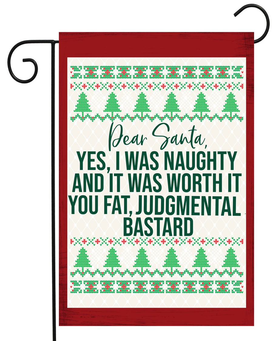 Cheeky Cross Stitch Letter to Santa Garden Flag #G2362