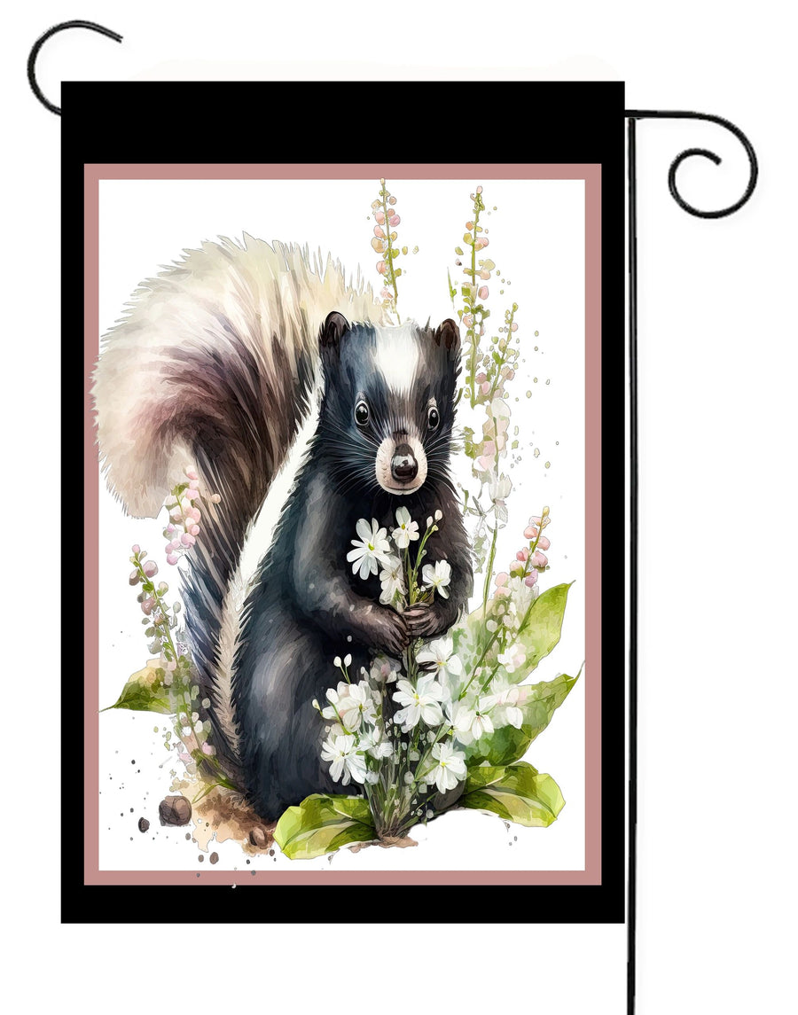 Skunk in Flowers Garden Flag #G2590