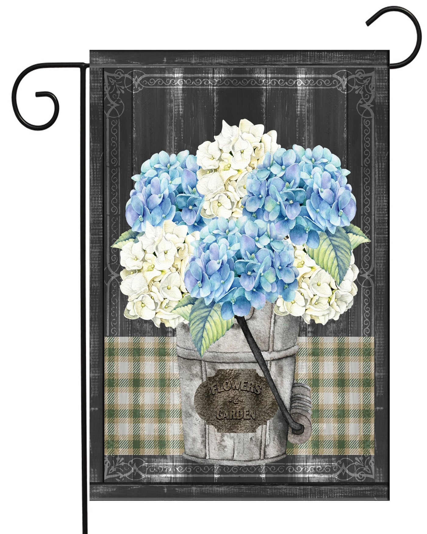 Blue Hydrangea Old Bucket Garden Flag #G2431